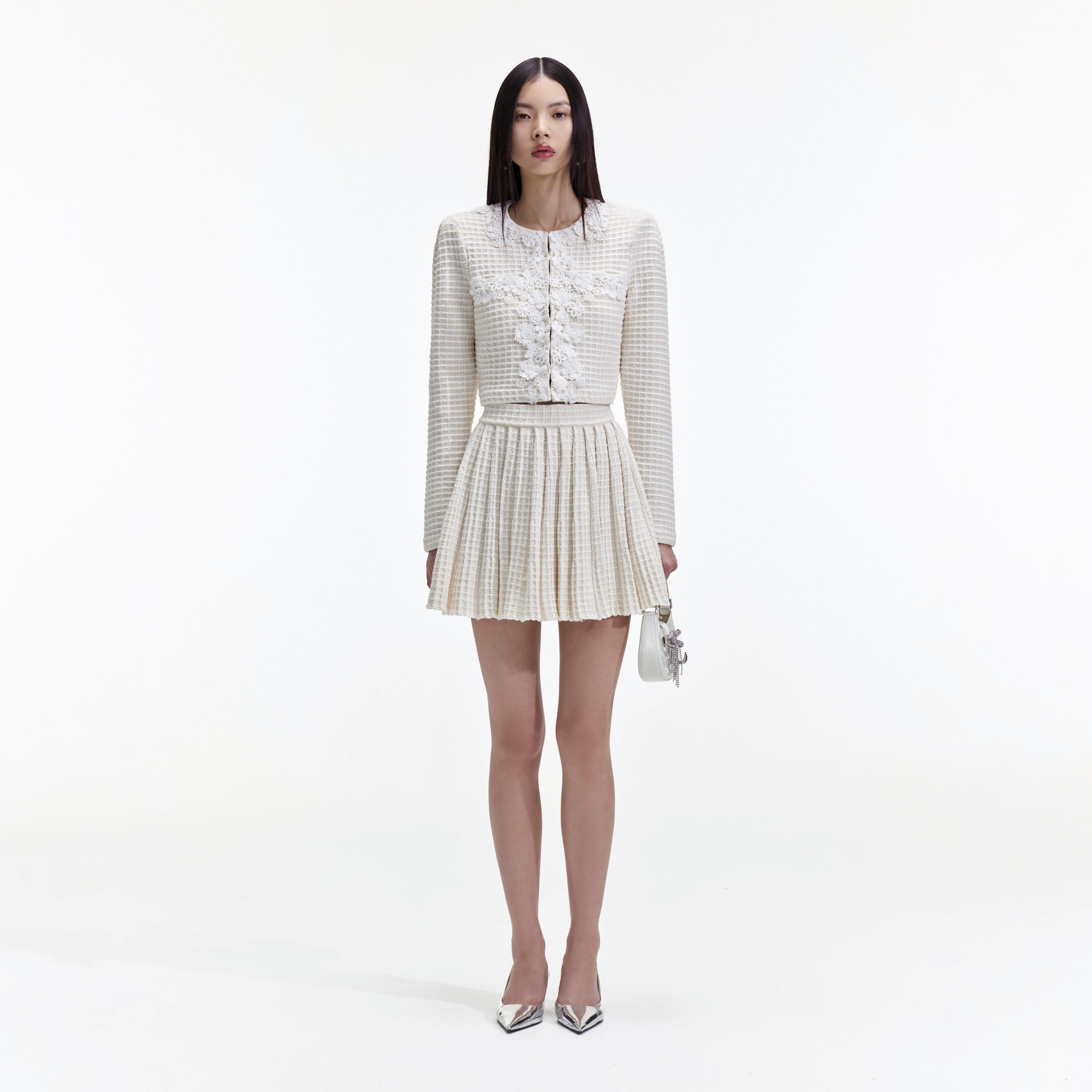 Cream Knitted Mini Skirt product image