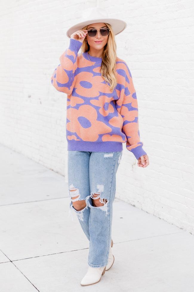 At My Best Purple And Orange Floral Sweater  FINAL SALE Product Image