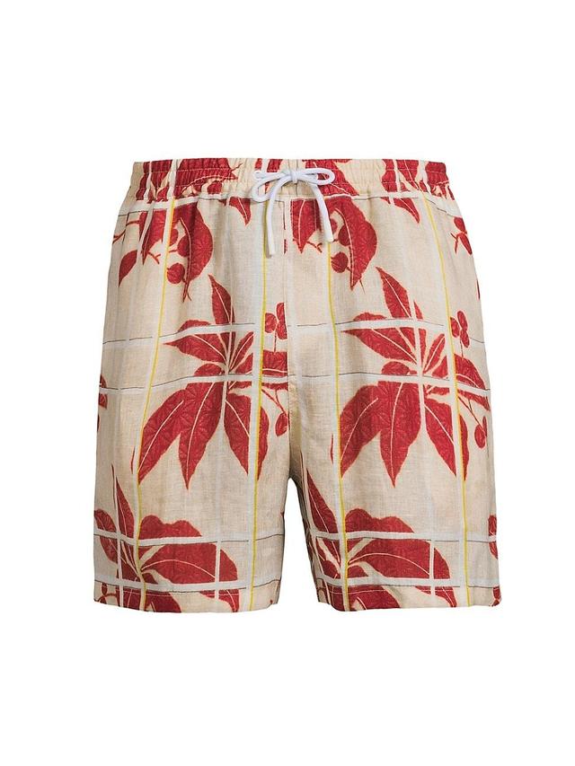 Mens Bermuda Bay Hibiscus Linen Shorts Product Image