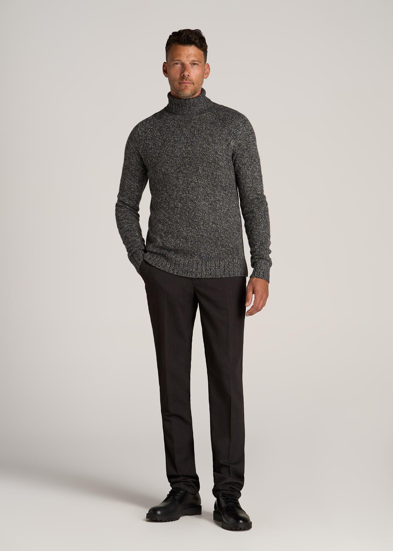 Wool Blend Marled Men's Tall Turtleneck in Charcoal Multi Male Product Image