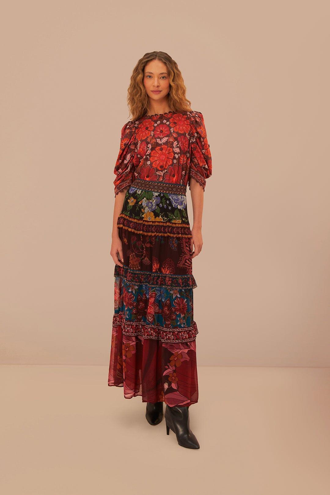 Floral Mix Ruffle Maxi Skirt Product Image