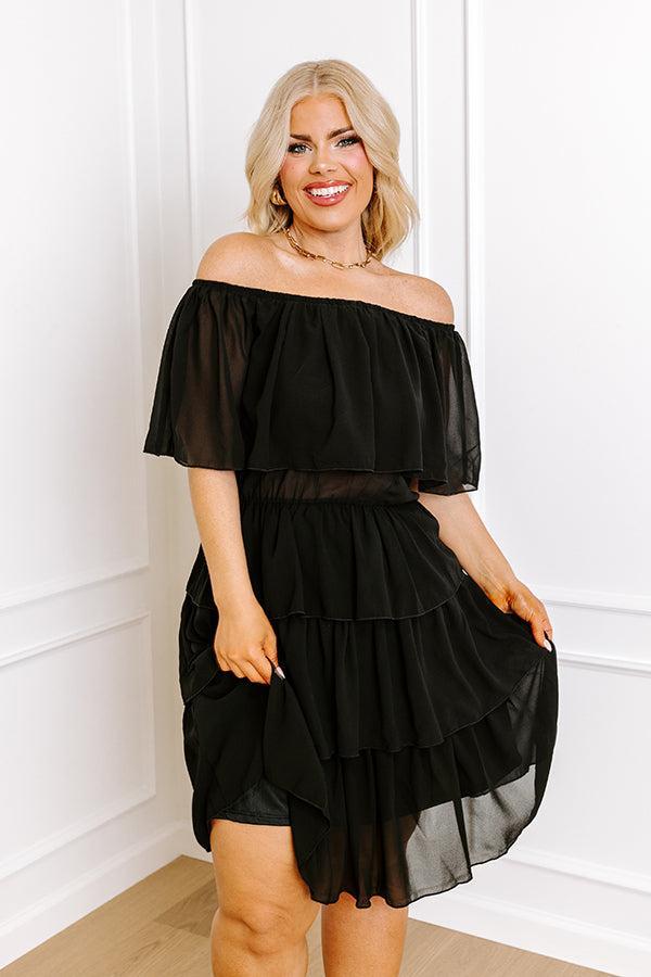 Passion For Pinot Ruffle Dress In Black Product Image