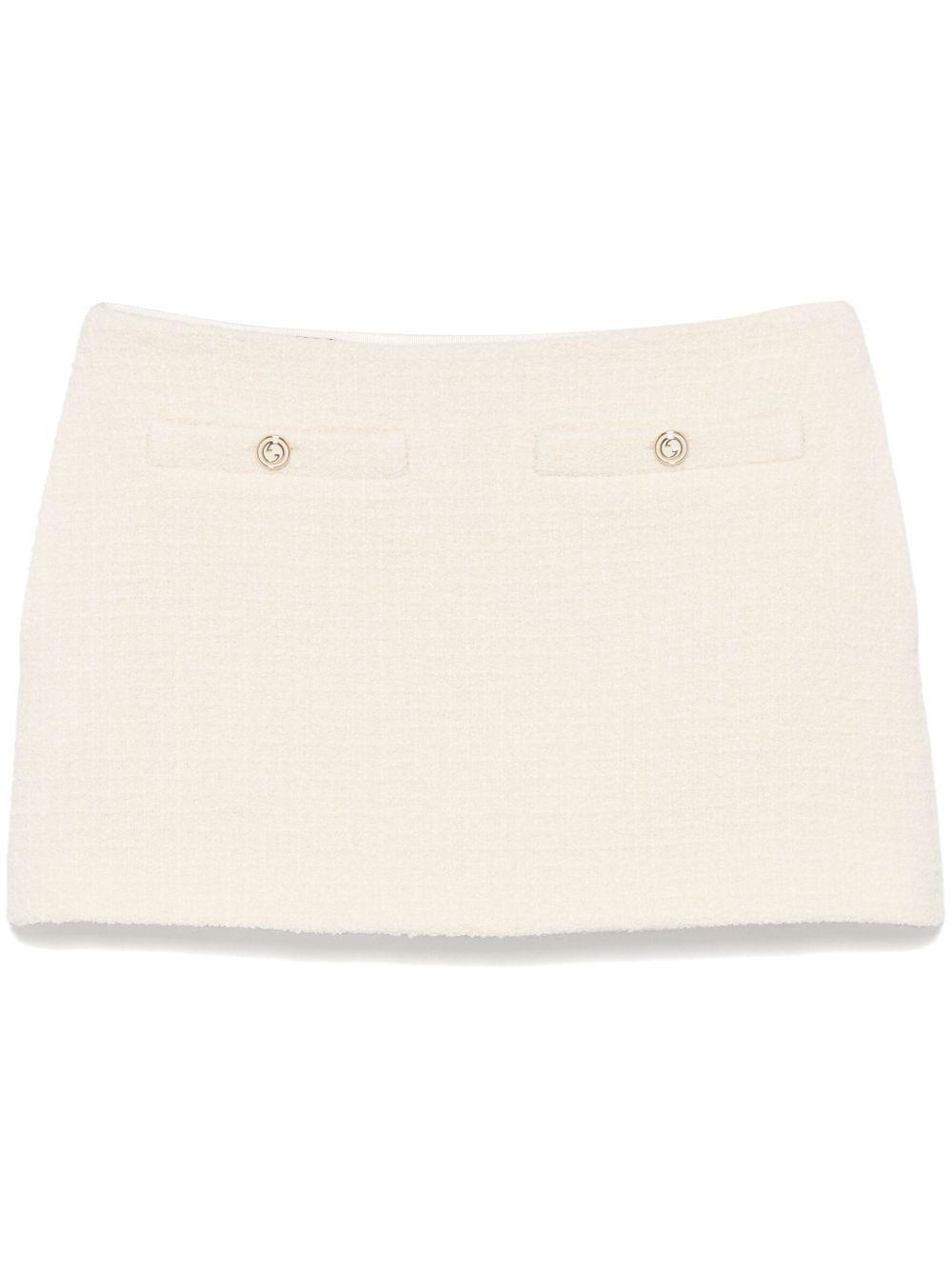 Bouclé Skirt Gold-tone Buttons In 9200 - Ivory Product Image