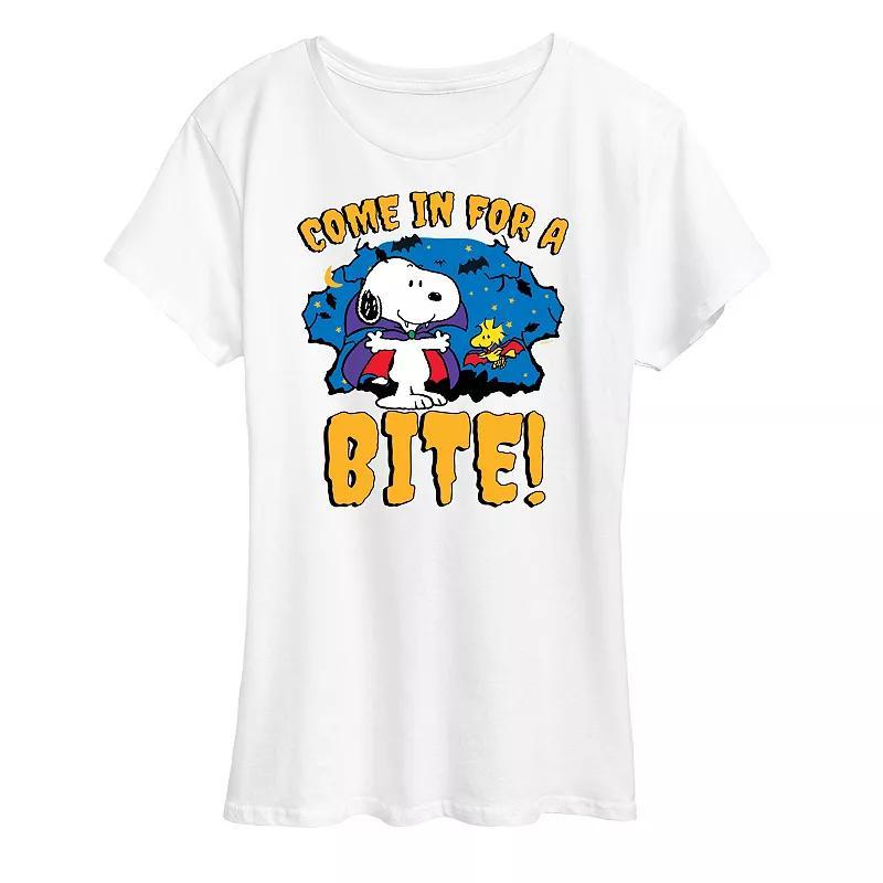 Womens Peanuts Snoopy Come In For Bite Graphic Tee Product Image