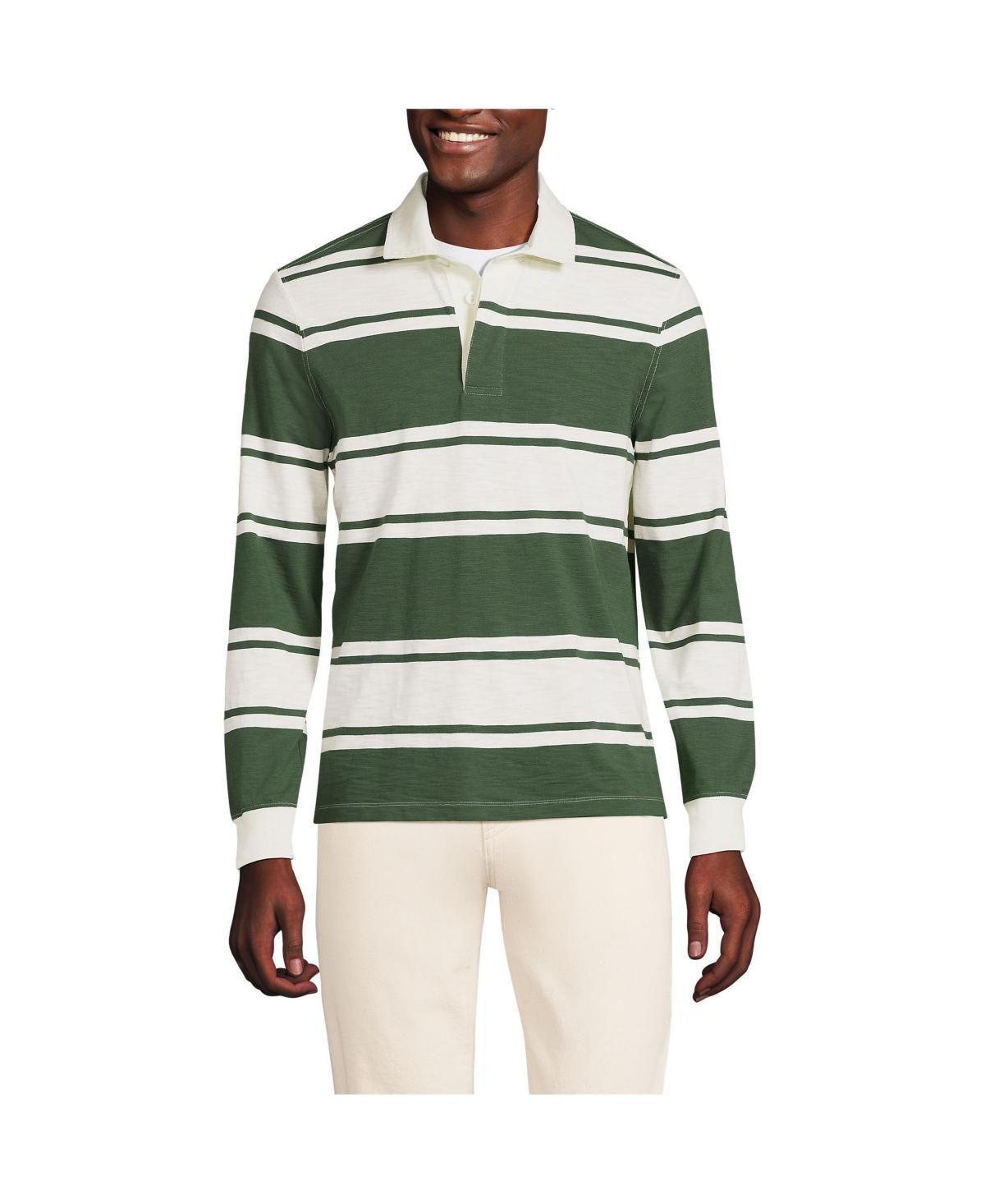 Mens Lands End Long Sleeve Textured Rugby Polo Shirt Product Image