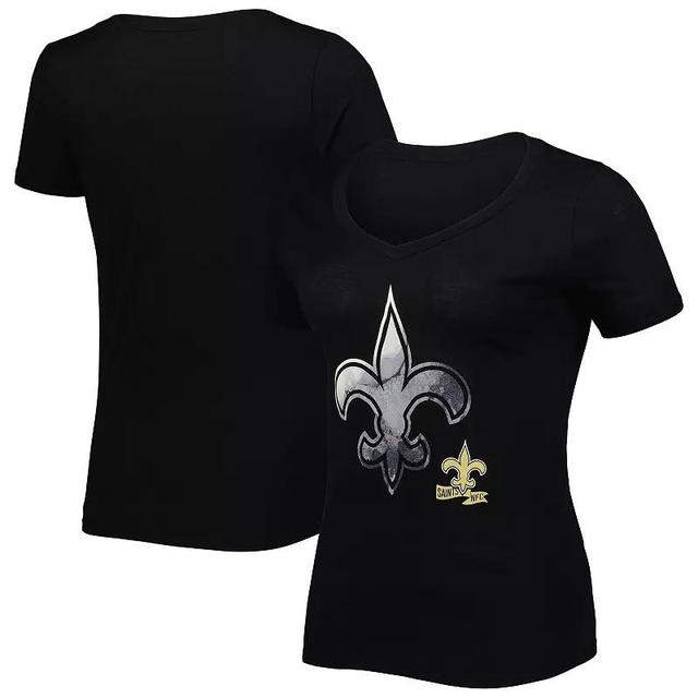 Womens New Era New Orleans Saints Ink Dye Sideline V-Neck T-Shirt Product Image