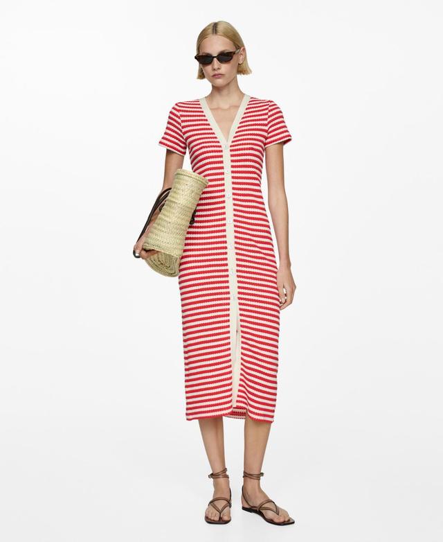 Mango Womens Striped Jersey Dress Product Image