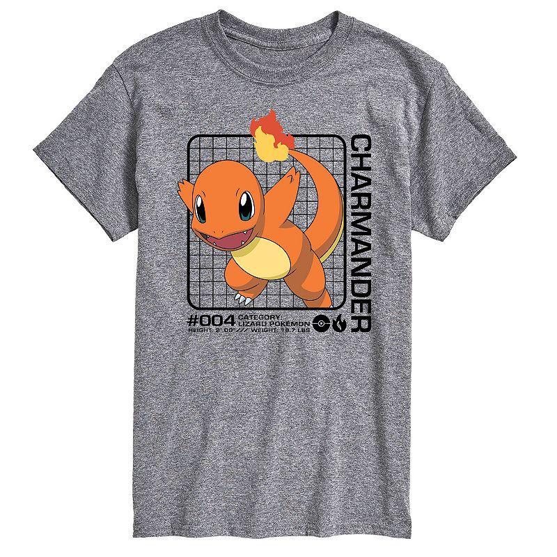 Mens Pokemon Charmander Stats Graphic Tee Med Grey Product Image