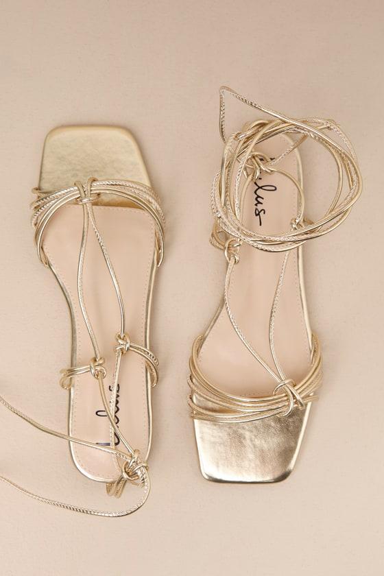 Brycin Gold Strappy Lace-Up Sandals Product Image