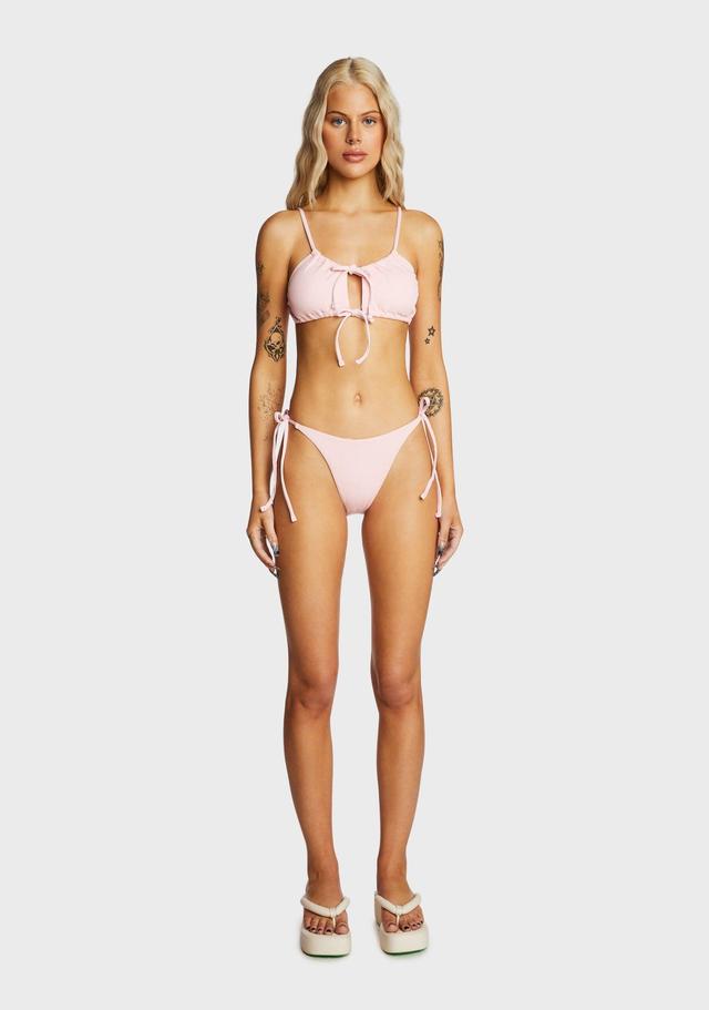 Cut Out Bikini Top And Bottoms Set - Pink Product Image