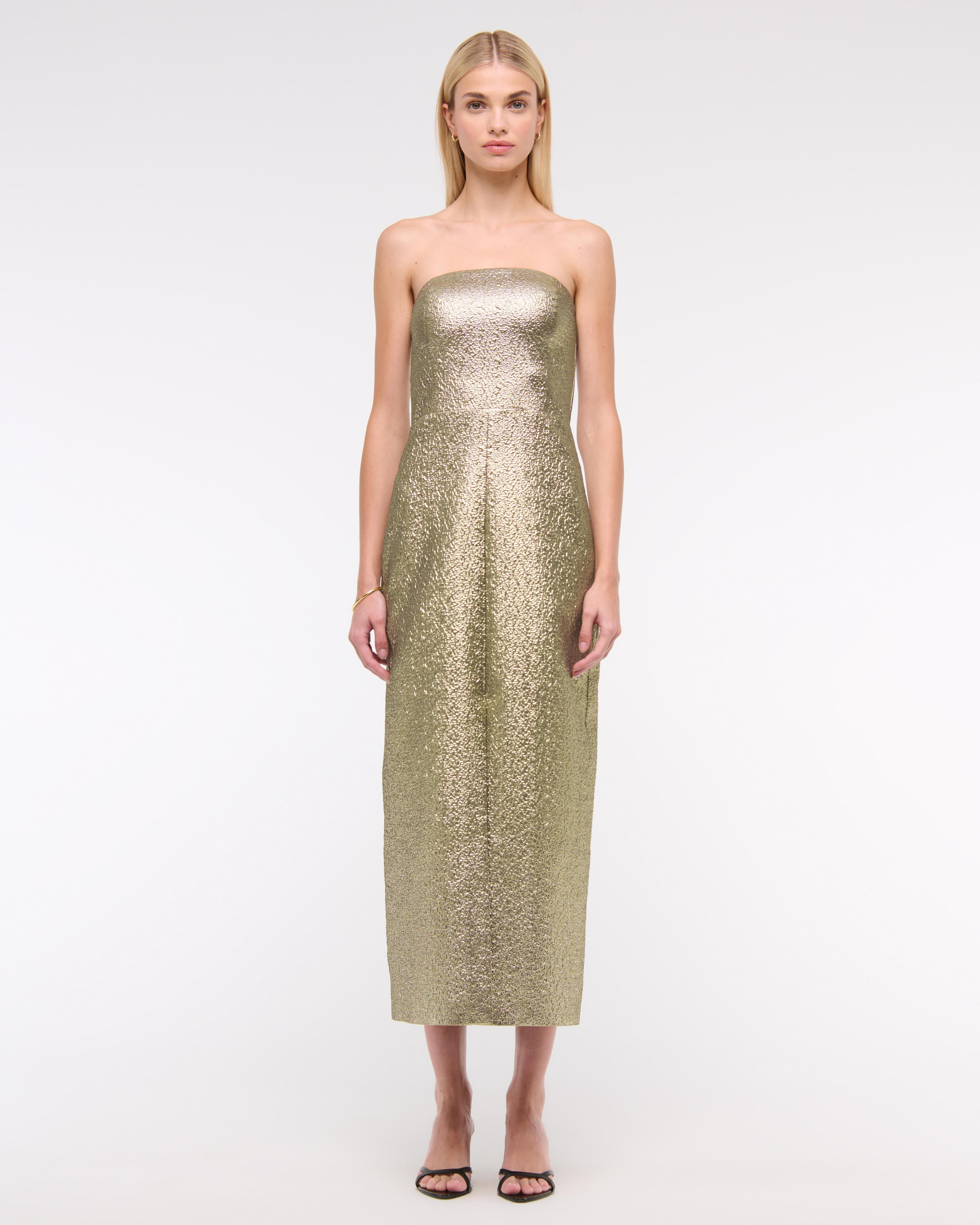 Metallic Strapless Midi Dress Product Image