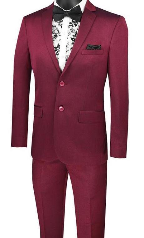 (38R) Slim Fit 2 Piece Suit Narrow Lapel In Plum Product Image