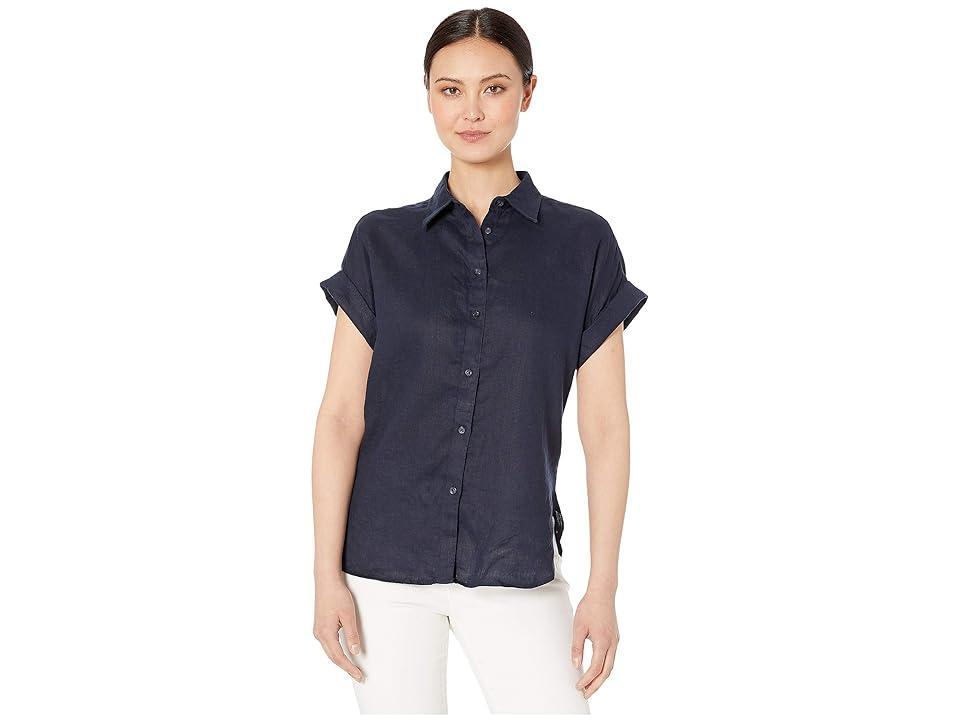 Lauren Ralph Lauren Linen Point Collar Short Dolman Sleeve Shirt Product Image