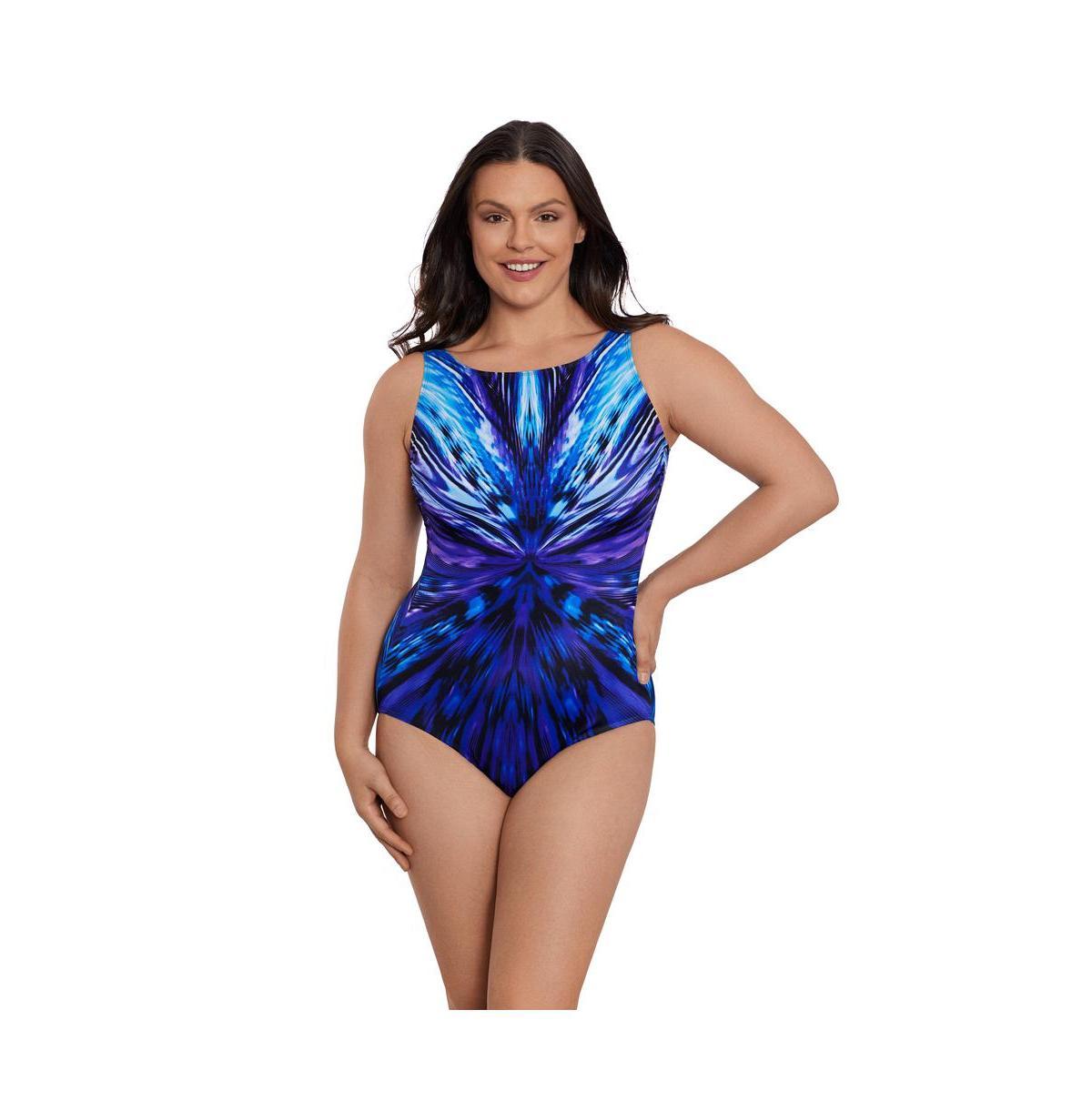 Longitude Womens Panel Scoopback Highneck One-Piece Swimsuit Product Image