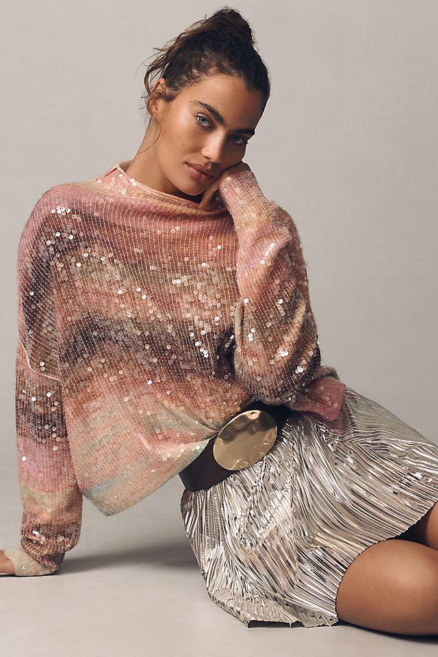 By Anthropologie Metallic Pleated Mini Skirt Product Image