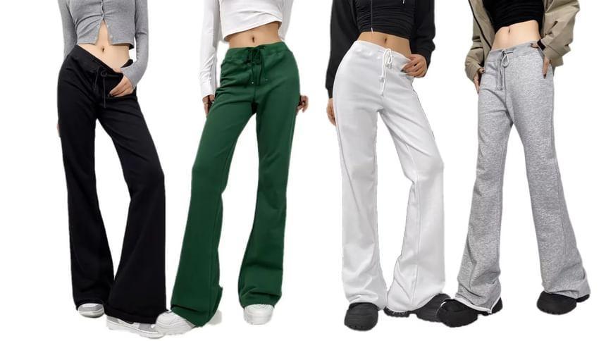 Low Rise Plain Slim-Fit Boot-Cut Sweatpants Product Image