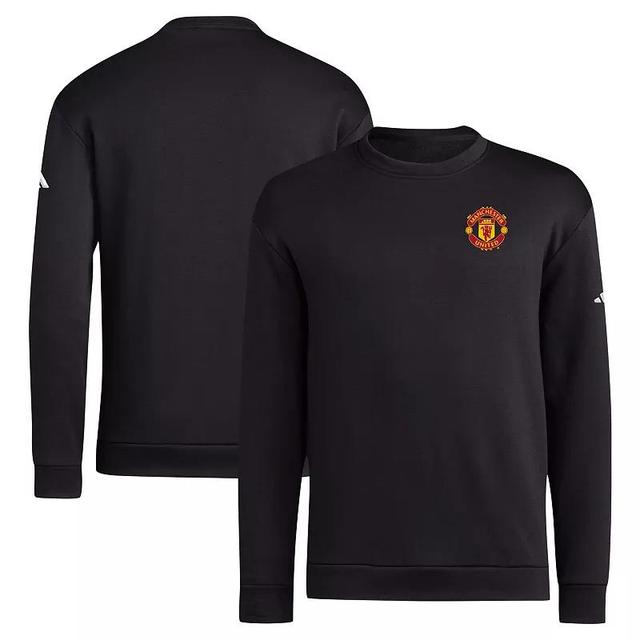 Mens adidas Black Manchester United Team Fleece Pullover Sweatshirt Product Image