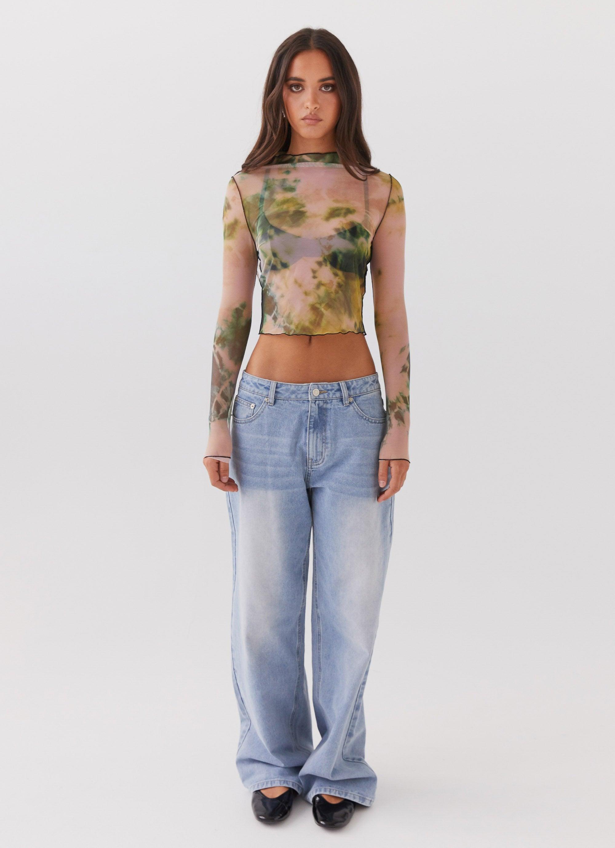 Neon Serenade Mesh Long Sleeve Top - Rainforest Product Image