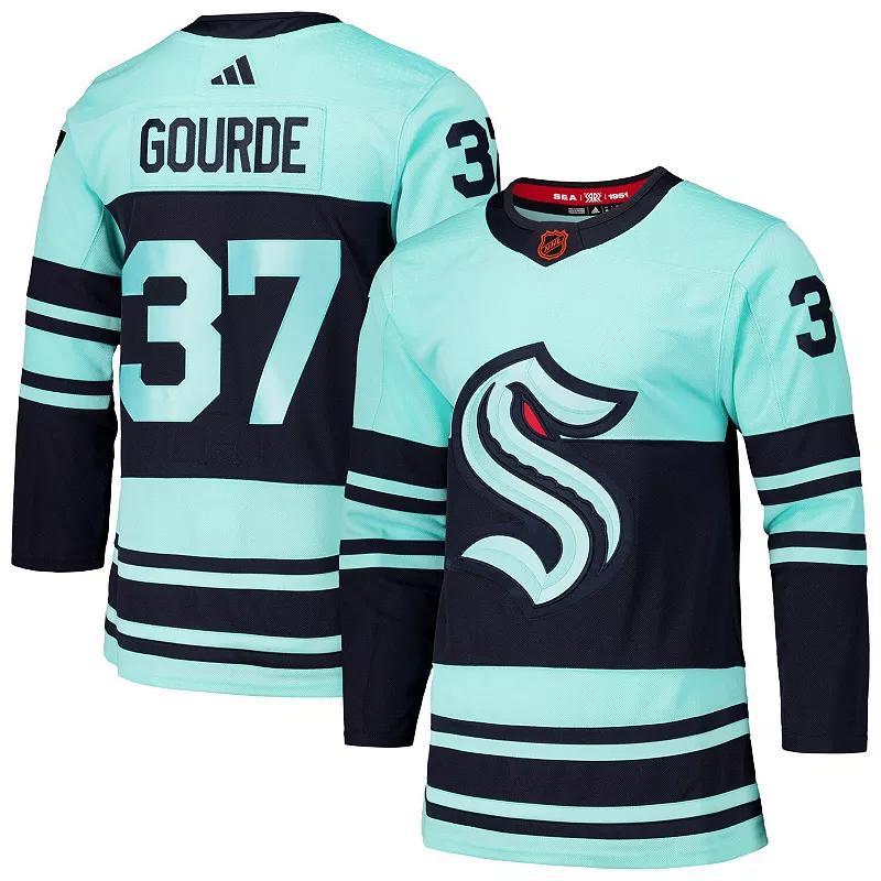 Mens adidas Yanni Gourde Light Blue Seattle Kraken Reverse Retro 2.0 Authentic Player Jersey Product Image