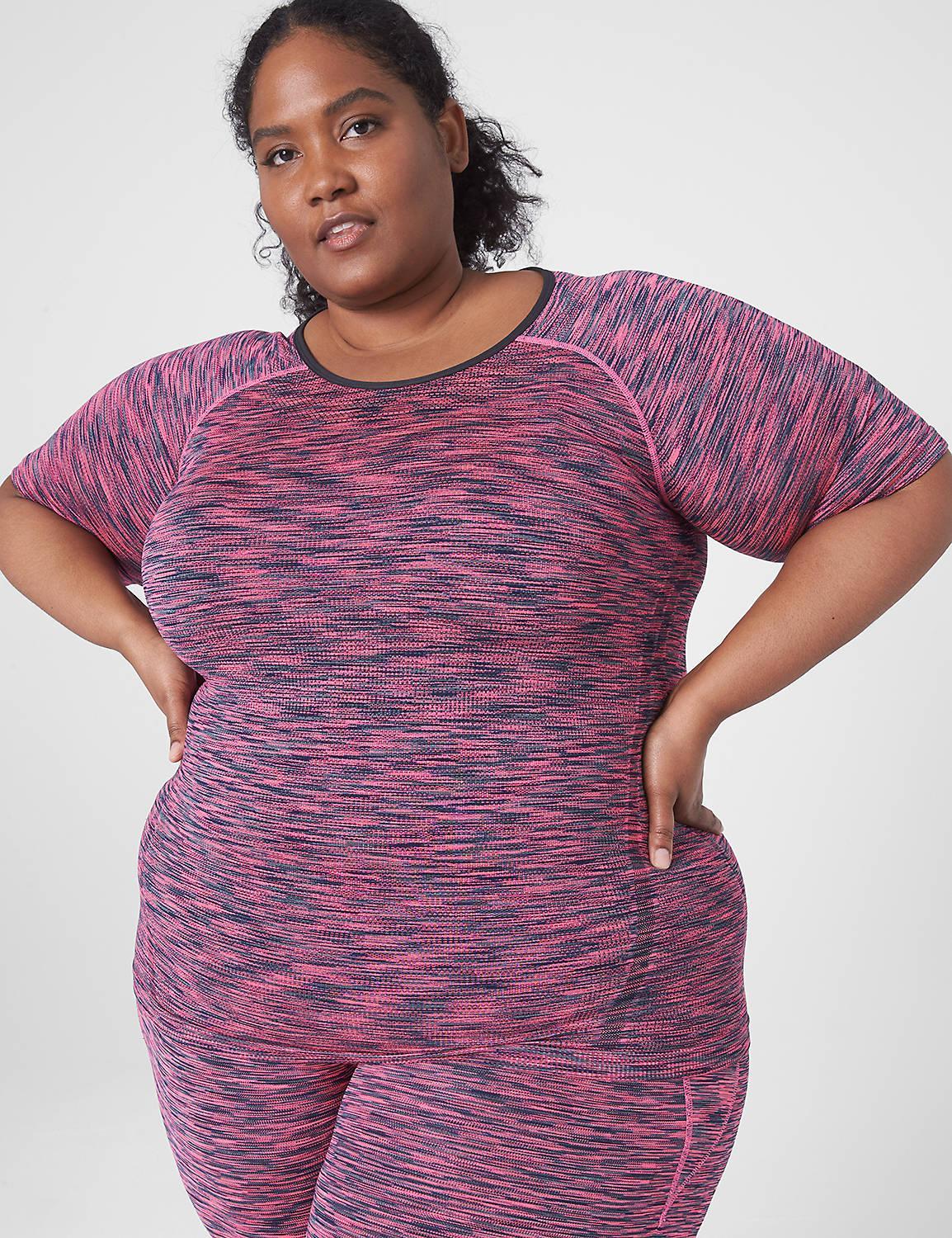 Lane Bryant Livi Seamless Fitted Spacedye Top 14/16 Pink Yarrow Product Image