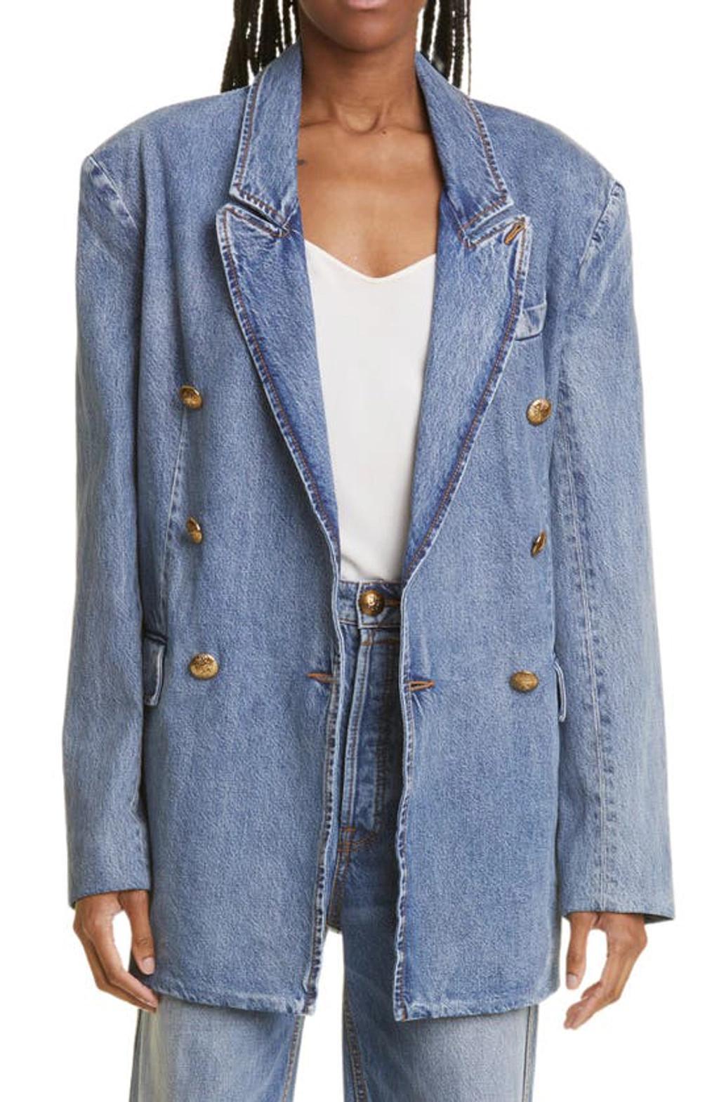 ZIMMERMANN Luminosity Double Breasted Nonstretch Denim Blazer In Blue Product Image