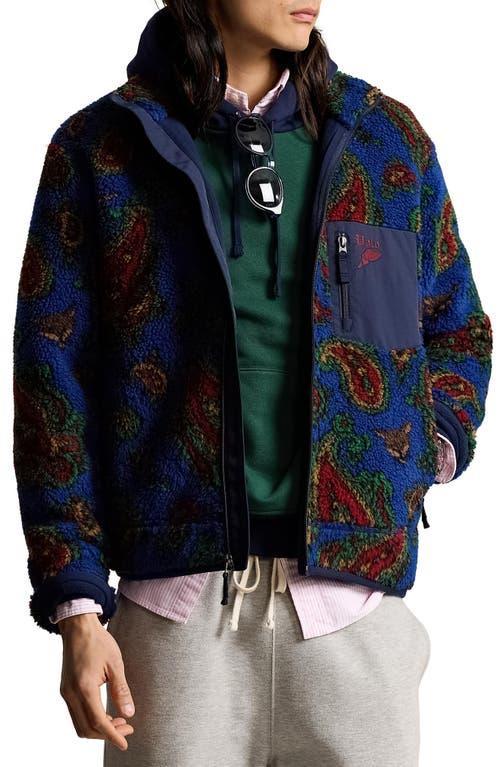 POLO RALPH LAUREN Paisley Pile Fleece Jacket In Blue Product Image