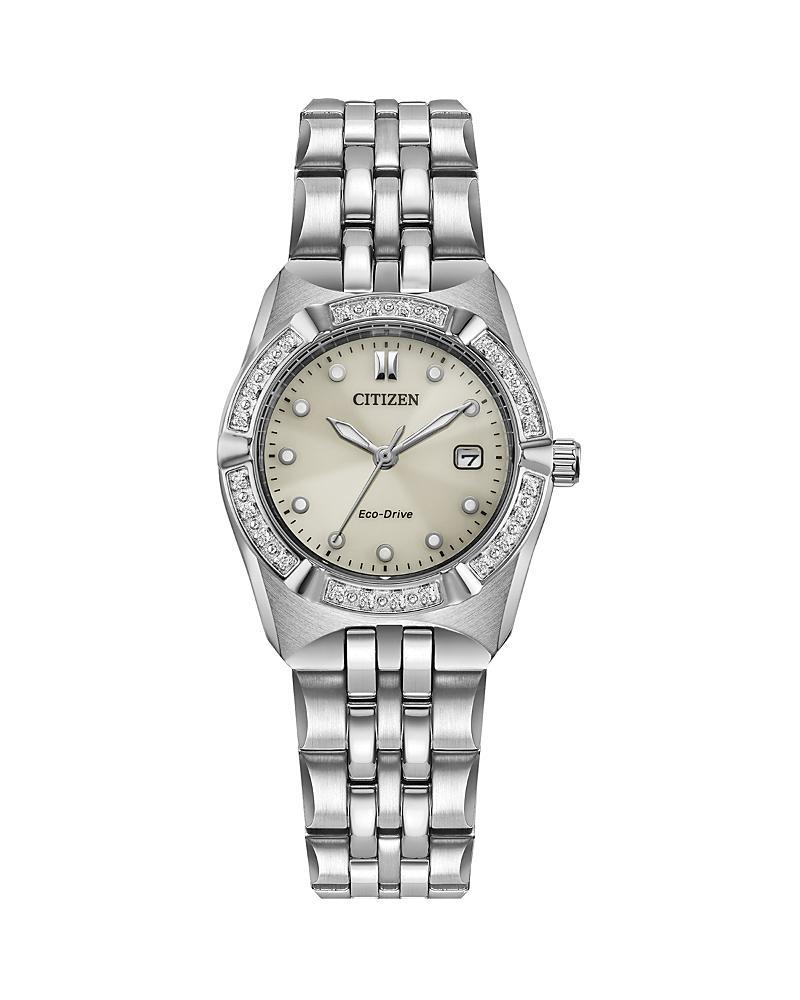 Citizen Eco-Drive Womens Corso Diamond (1/10 ct. t.w.) Stainless Steel Bracelet Watch 28mm Product Image