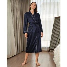 22 Momme Contra Trim And Full Length Silk Robe Product Image