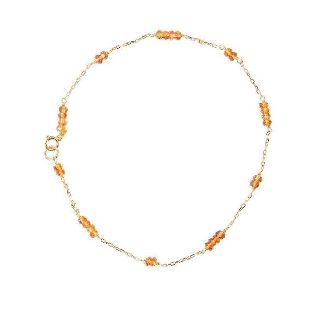 Jewelmak 14k Gold Citrine Anklet, Womens Product Image