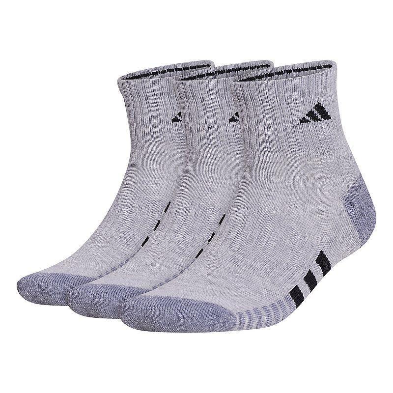 adidas Mens 3-pk. Cushioned Quarter Logo Socks Product Image