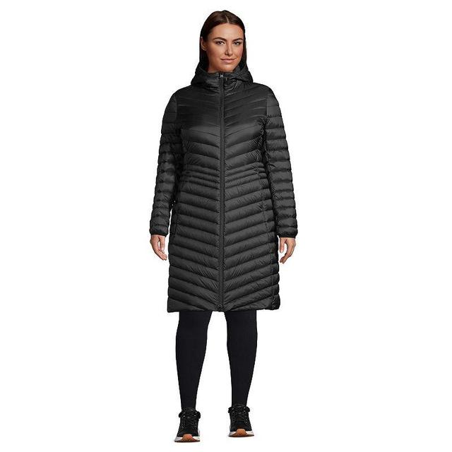 Plus Size Lands End Wanderweight Ultralight Packable Long Down Coat, Womens Oxford Product Image