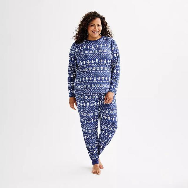 Plus Size Jammies For Your Families Pajama Top & Pajama Bottoms Set, Womens Product Image