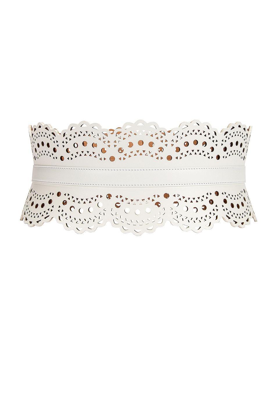 ALAÏA Perforated Corset Belt White. (also in ). Product Image