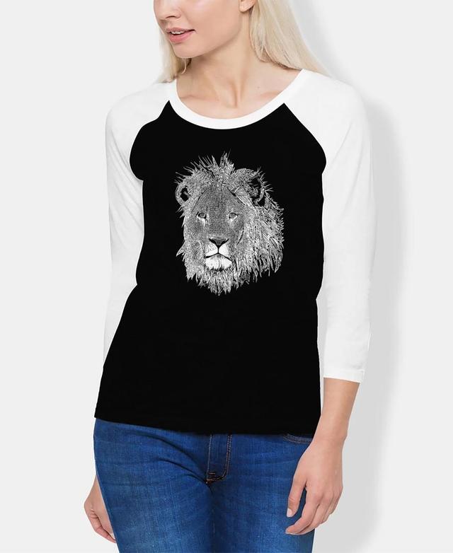 Womens Raglan Word Art Lion T-shirt - Black Product Image