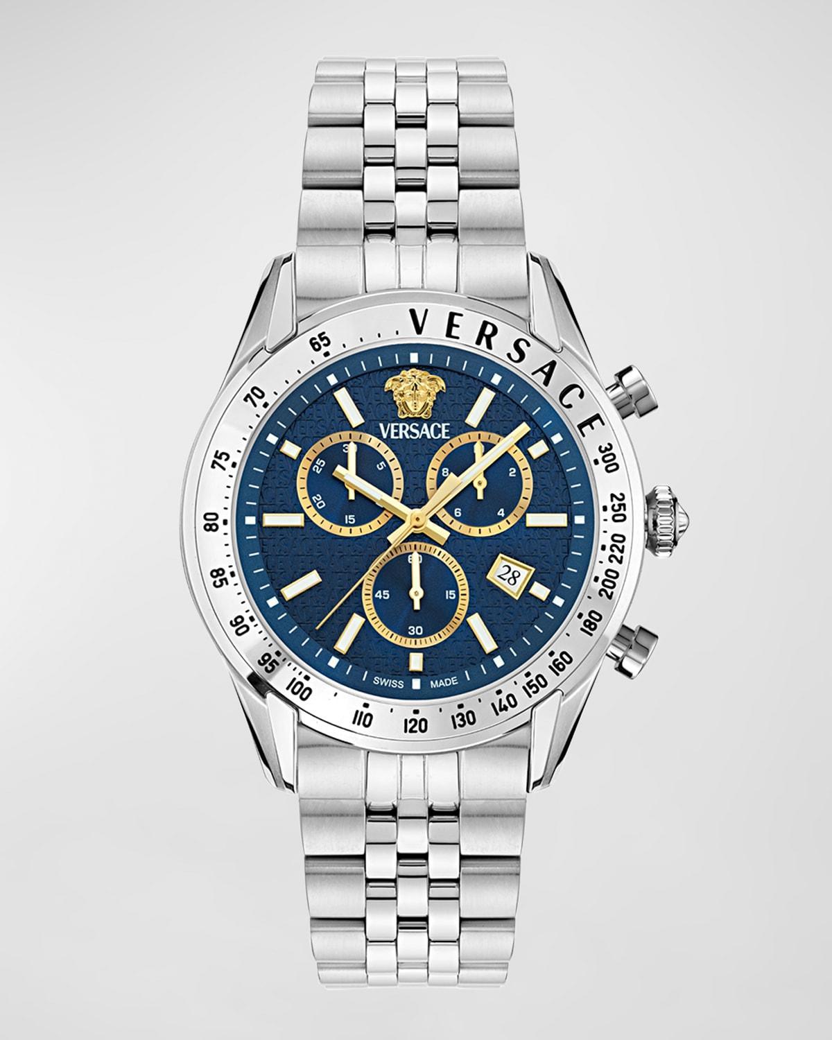 Versace Mens Swiss Chronograph Stainless Steel Bracelet Watch 44mm Product Image