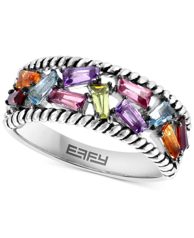 Effy Multi-Gemstone Baguette Cluster Ring (1-3/8 ct. t.w.) in Sterling Silver Product Image