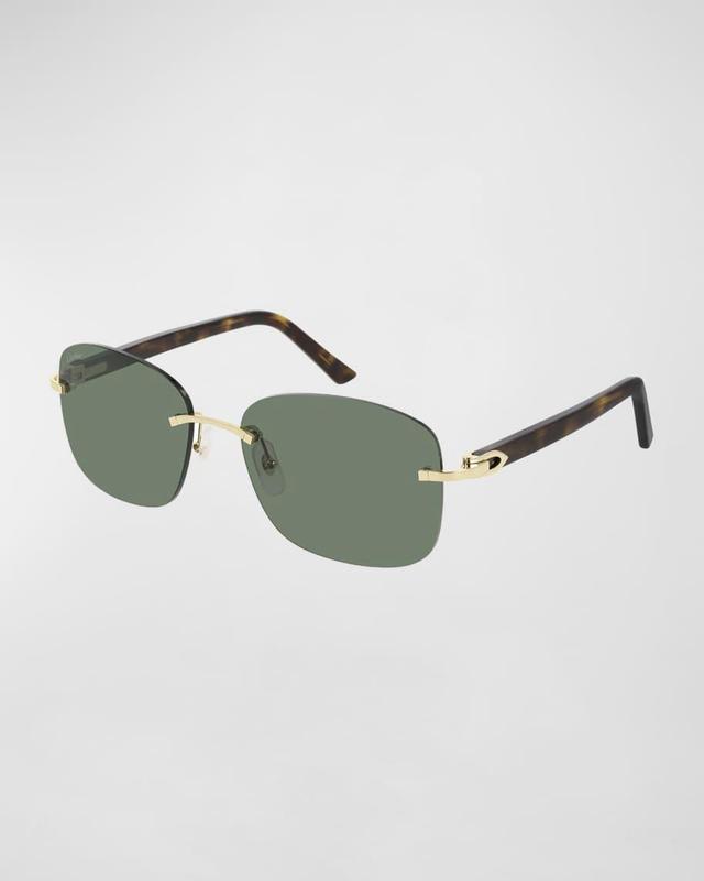 Men's Rimless Metal Rectangle Sunglasses Product Image