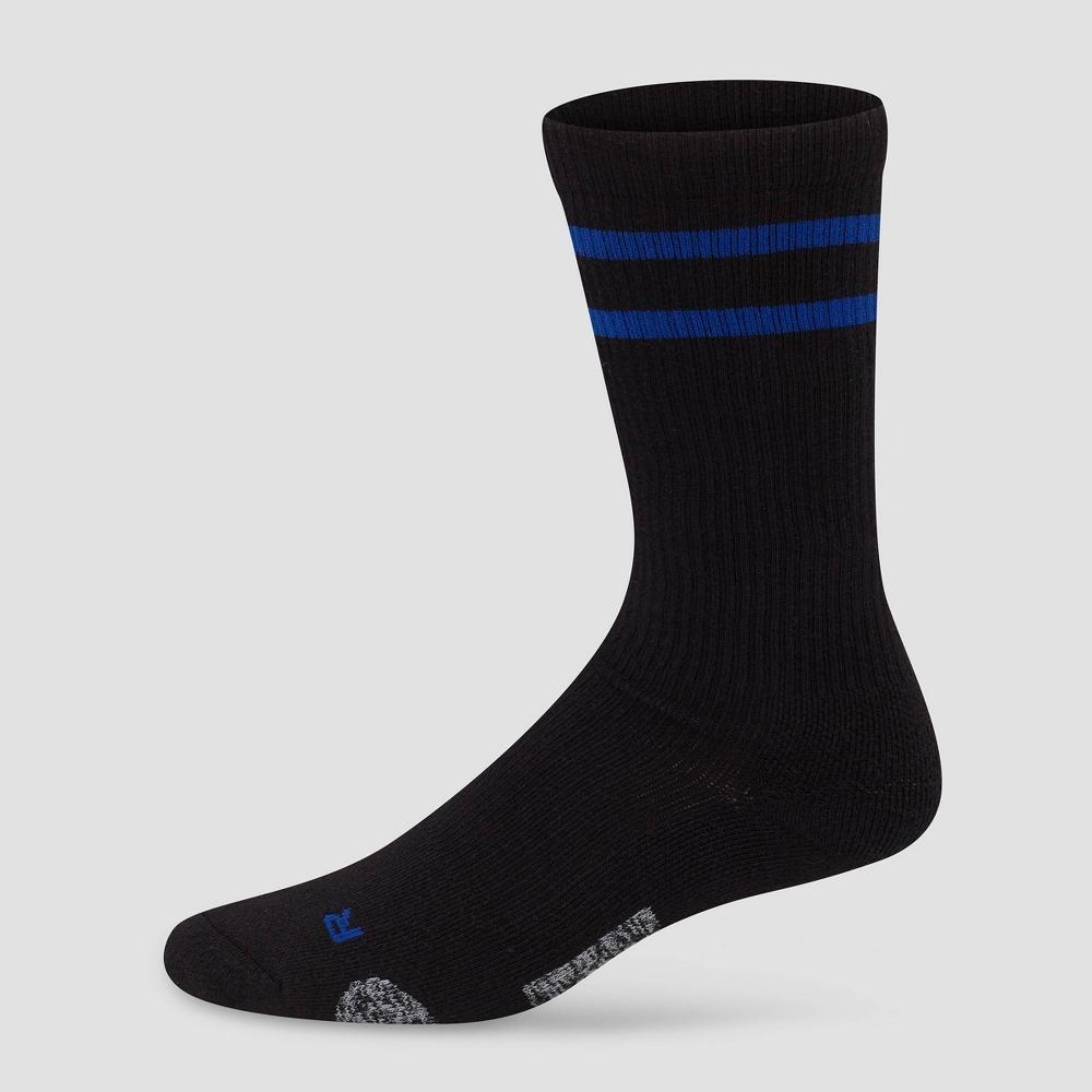 Hanes Premium Men's Compression Crew Socks 3pk - Black/Blue 6-12 Product Image