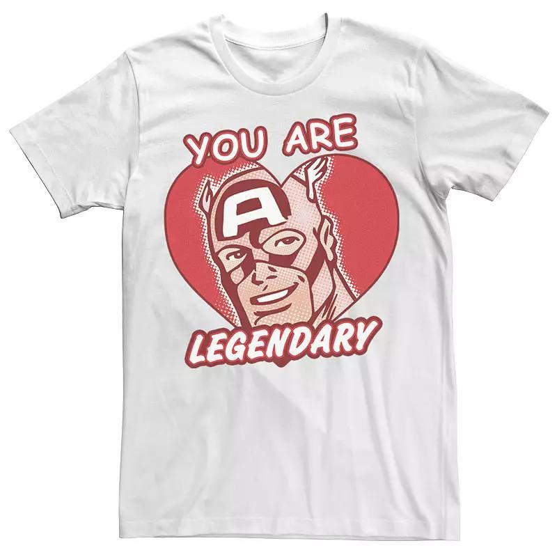 Big & Tall Marvel Captain America Legendary Heart Valentines Day Comic Tee, Mens Product Image