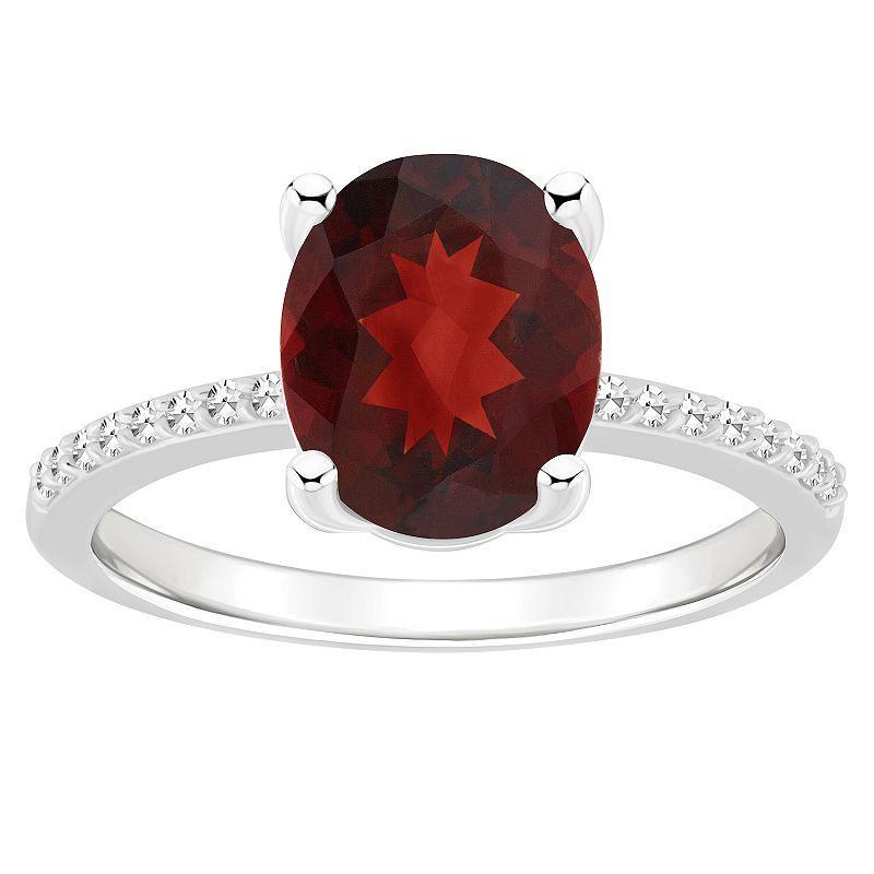 Macys Womens Garnet (3-1/10 ct.t.w.) and Diamond (1/10 ct.t.w.) Ring in Sterling Silver Product Image