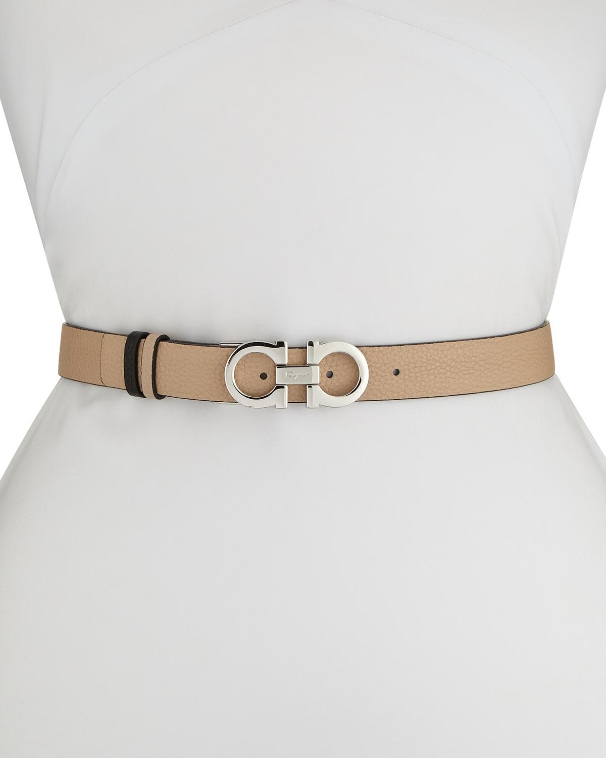 FERRAGAMO Double Gancio Reversible Leather Belt Product Image