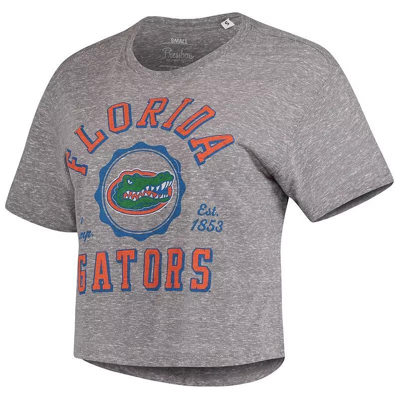 Womens Pressbox Gray Florida Gators Bishop Tri-Blend Knobi Crop T-Shirt Product Image