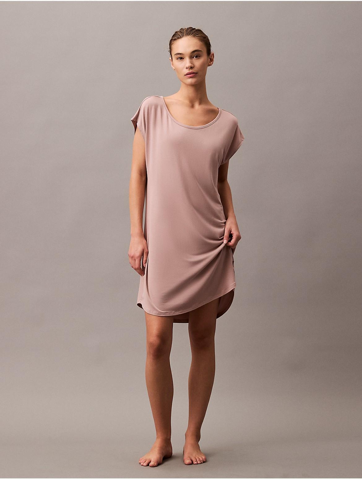 Calvin Klein Womens Ultra-Light Wide Neck Sleep Dress - Pink - XL Product Image