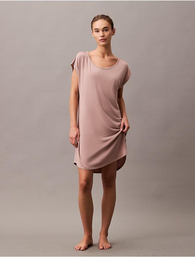 Calvin Klein Womens Ultra-Light Wide Neck Sleep Dress - Pink - XL Product Image