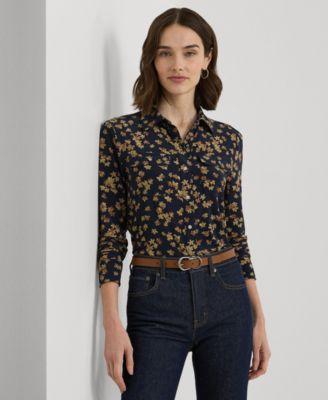 Lauren Ralph Lauren Womens Collared Floral Shirt Product Image