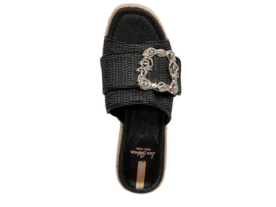 Sam Edelman Celia Raffia Embellished Buckle Detail Platform Wedge Espadrille Slide Sandals Product Image