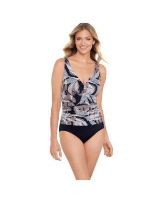 Women's ShapeSolver V-Neck Side Shirred One-Piece Swimsuit Product Image