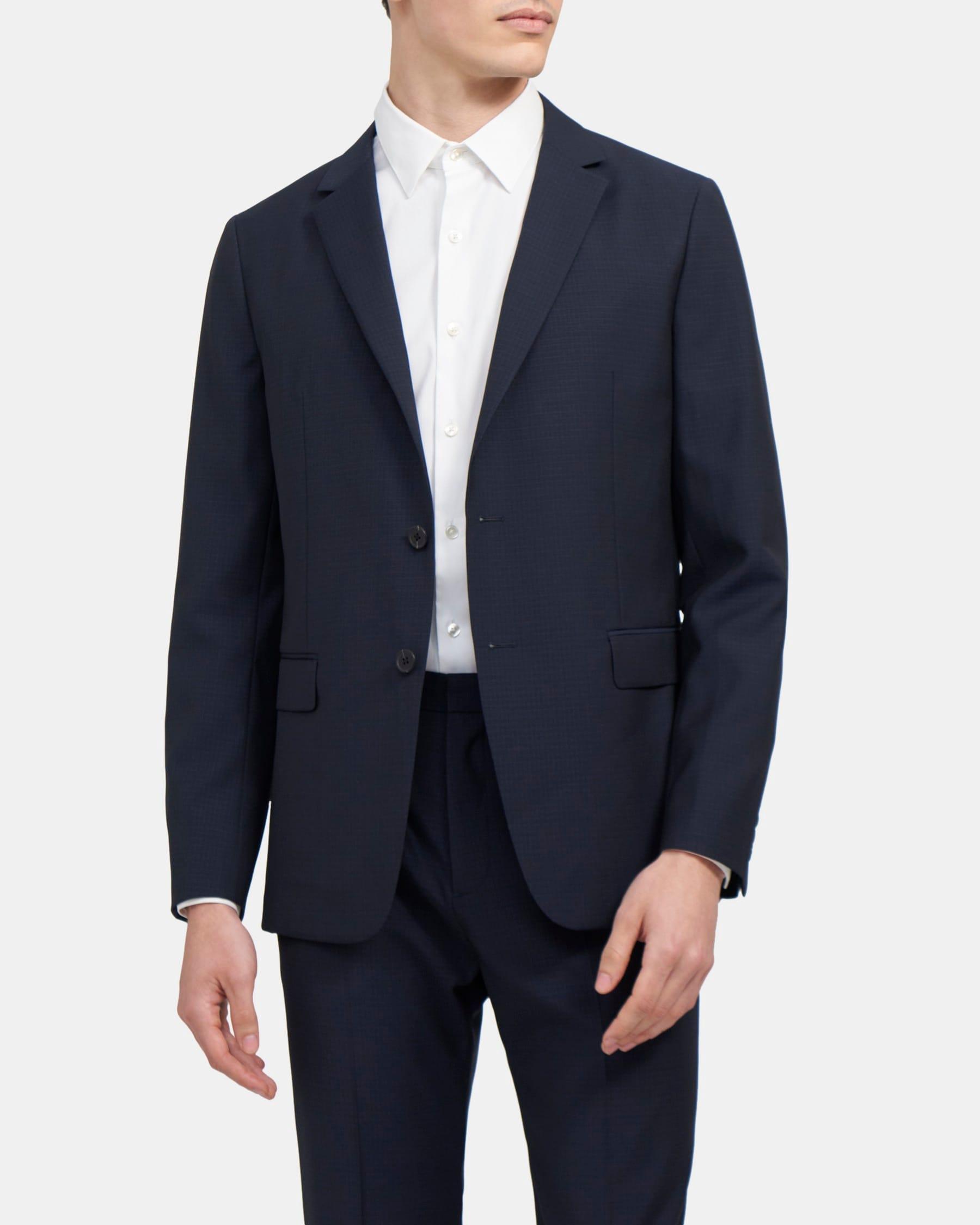 Unstructured Suit Jacket in Grid Wool Product Image