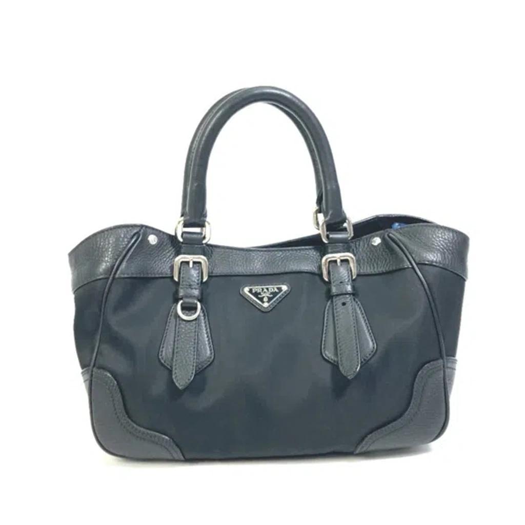 Triangle Logo Black Leather Tote Bag () Product Image