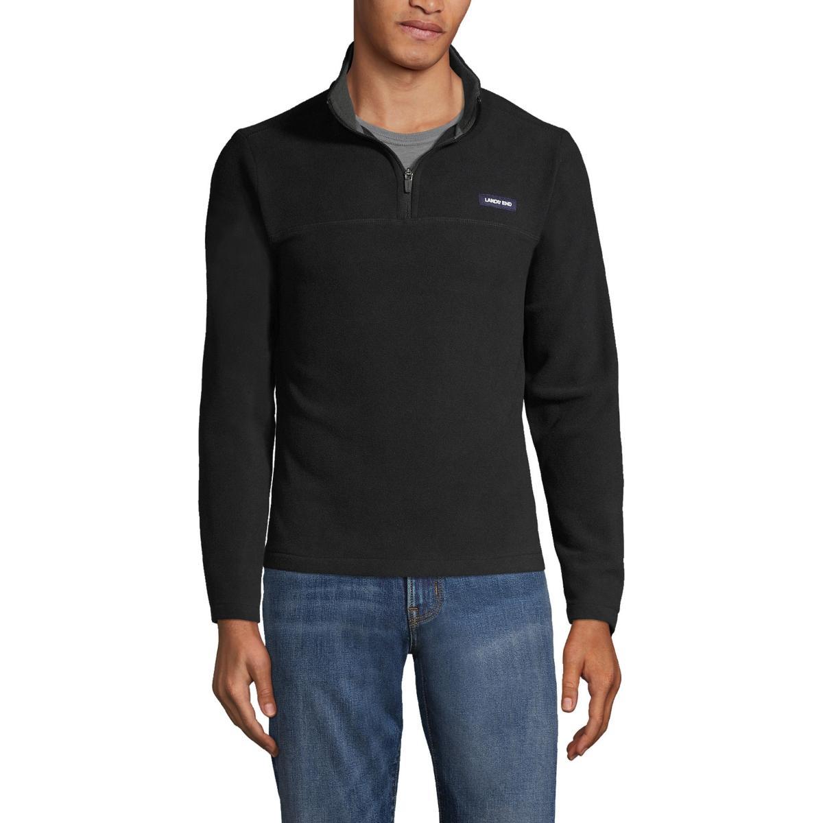 Lands End Mens Fleece Quarter Zip Pullover Jacket Product Image